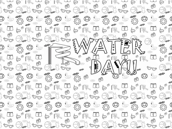Water day water park seasons table top coloring page extra large poster large coloring page kids activity kids coloring coloring banner