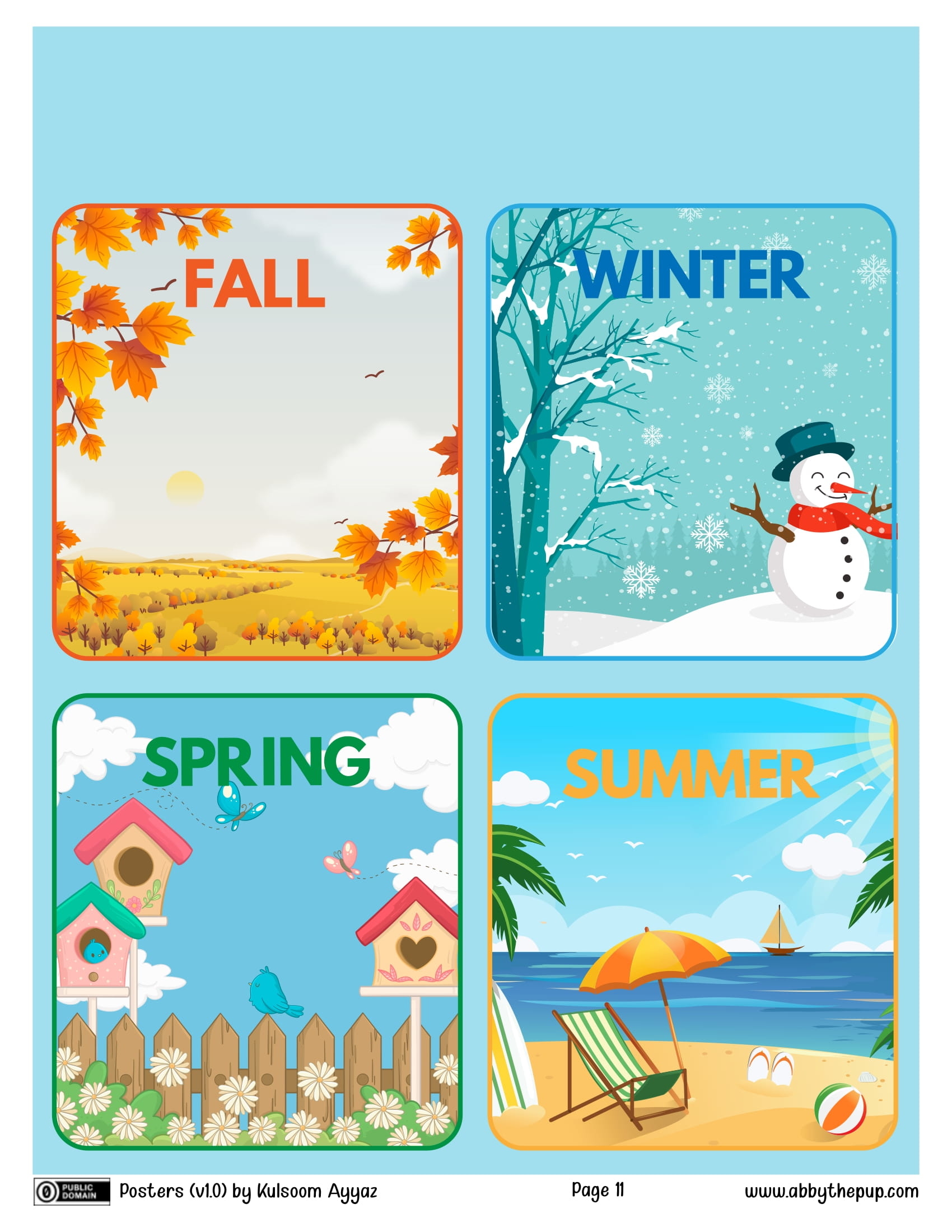 Seasons of the year poster free printable papercraft templates