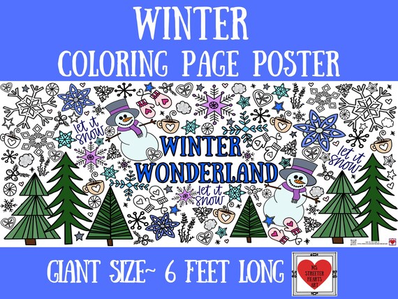 Winter coloring poster large coloring poster seasonal decorations table covercoloring bannerwinterholiday giftseason