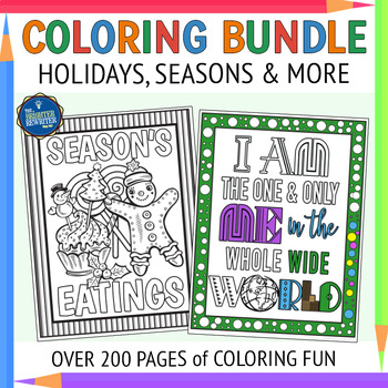 Coloring pages bundle for holidays seasons and more by the brighter rewriter