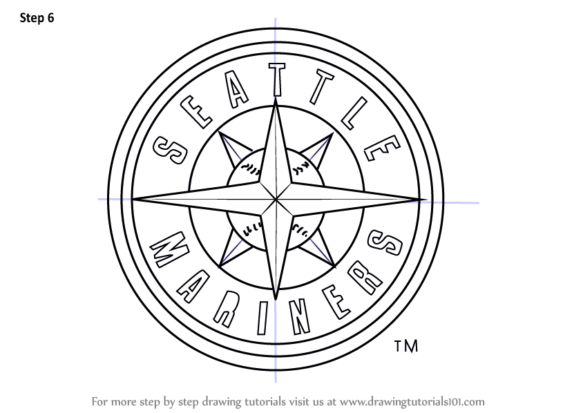 How to draw seattle mariners logo mlb step by step