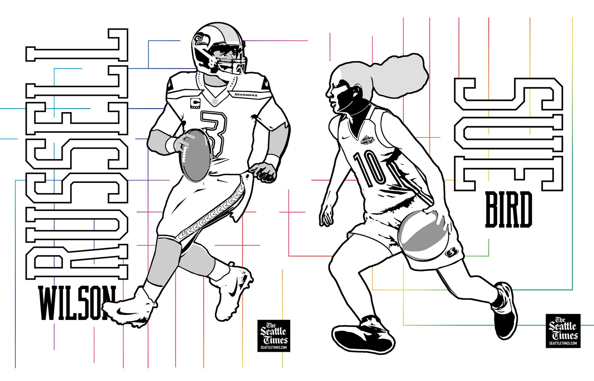 Get creative with these seattle sports coloring book pages ken griffey jr russell wilson and sue bird the seattle times