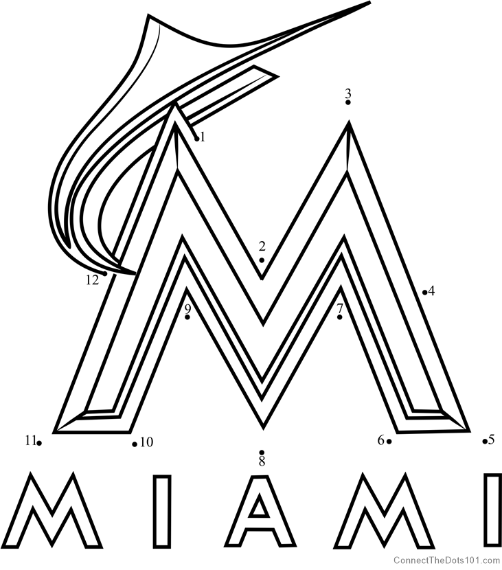 Miami marlins logo dot to dot printable worksheet