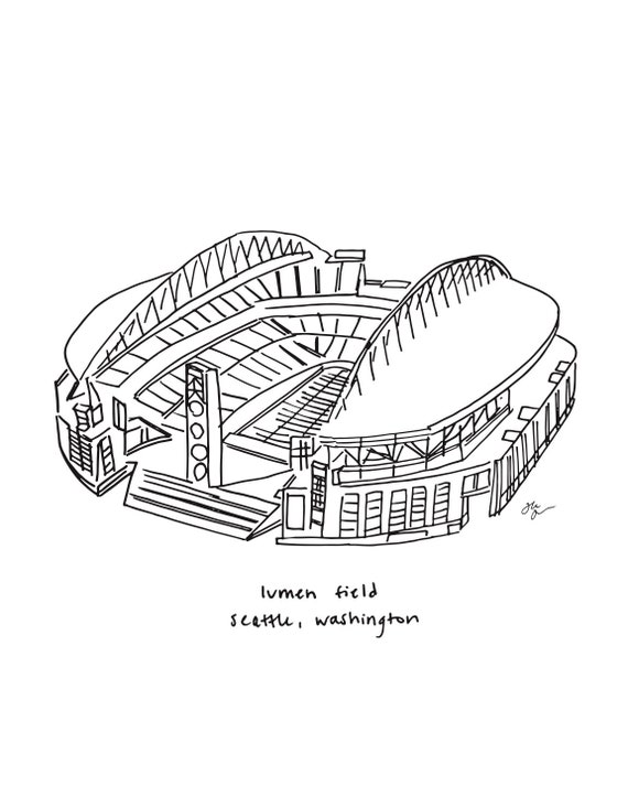 Lumen field seattle print seattle seahawks fan art seahawks football art seahawks stadium drawing seattle gift for dad seattle sports