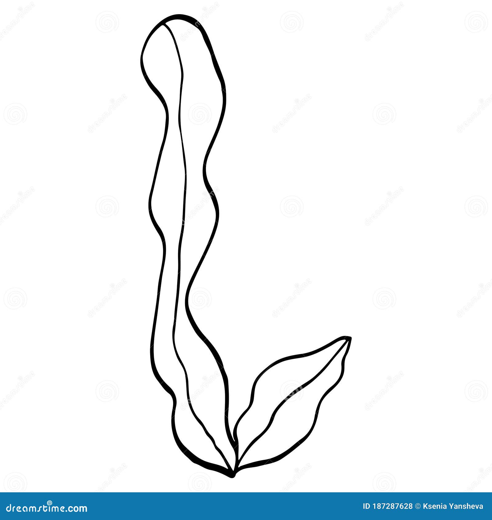 Cute seaweed coloring page digital doodle outline art stock illustration