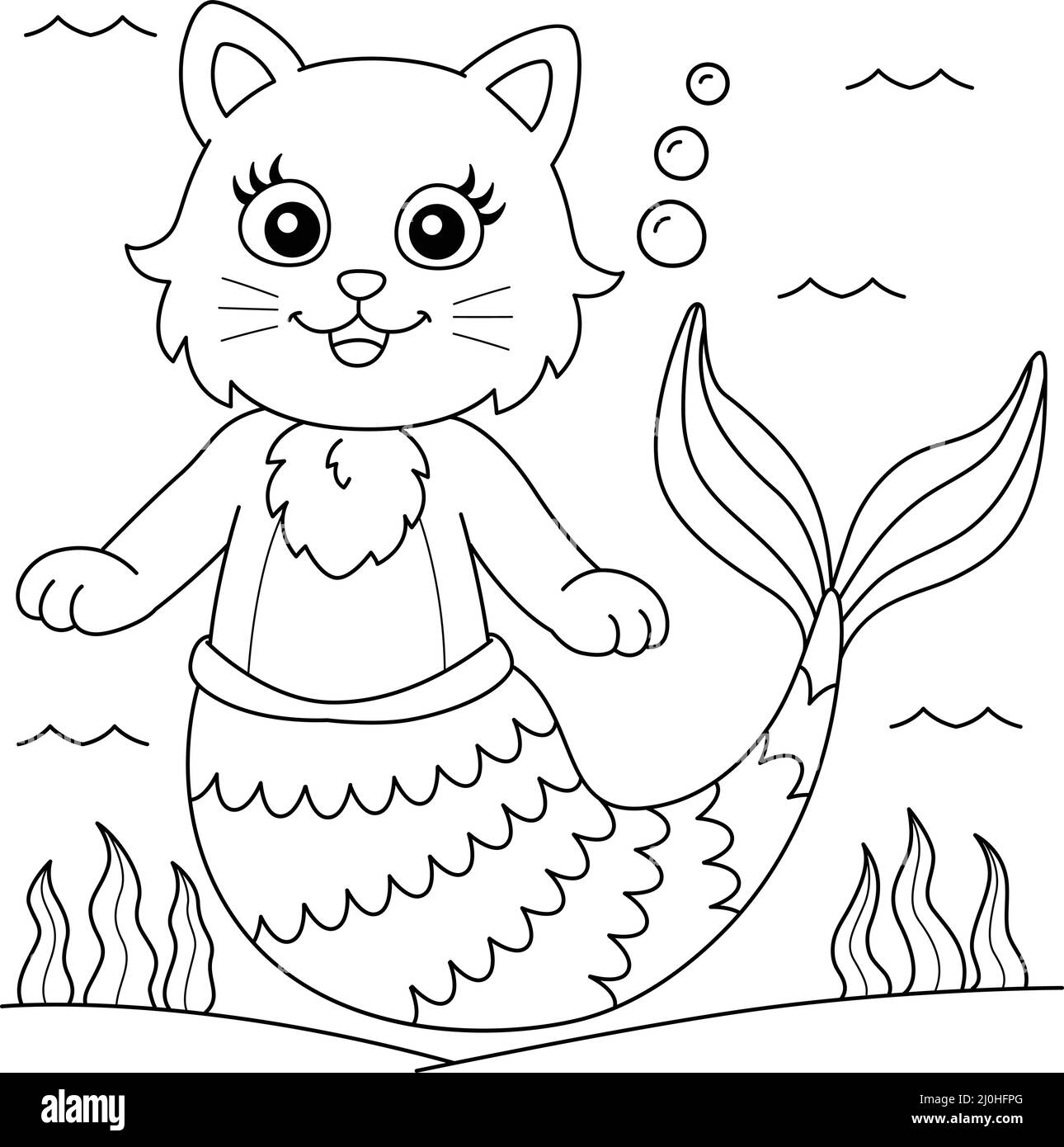 Coloring page mermaid hi