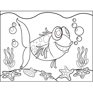 Fish and seaweed coloring page