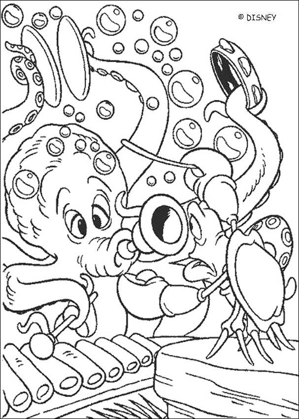 The octopus and sebastian coloring pages