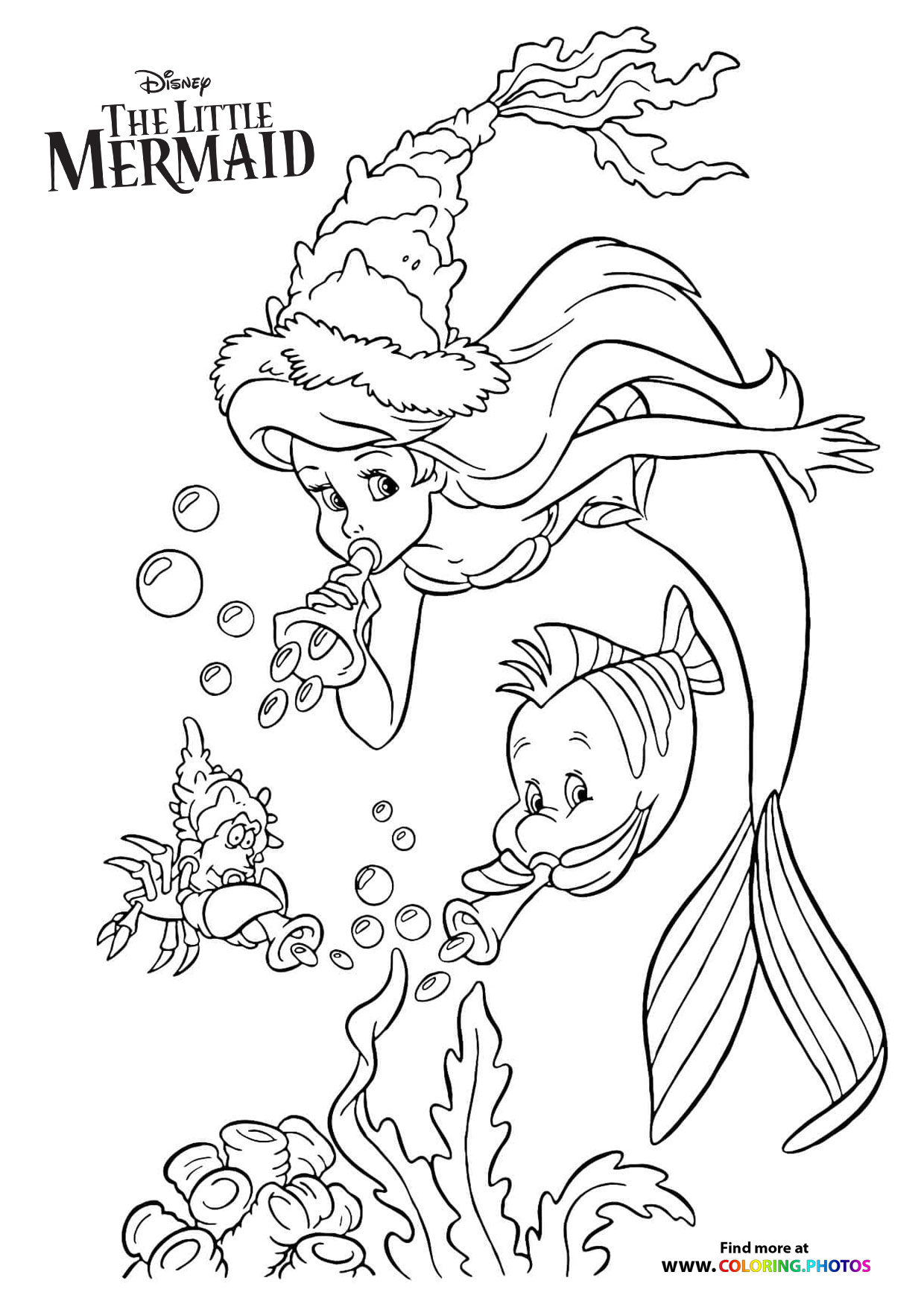 Ariel sebastian and flounder playing with bubbles