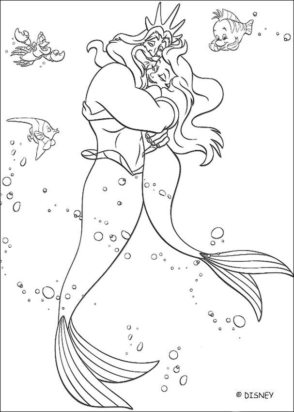 Ariel and king triton coloring pages