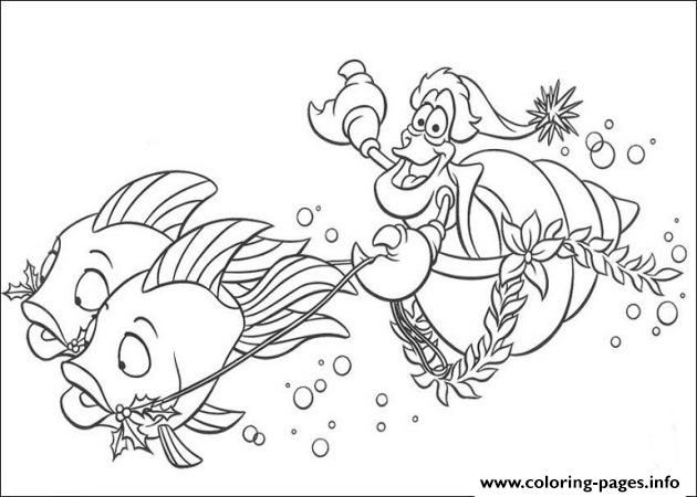 Sebastian riding fishes little mermaid disney b coloring page printable