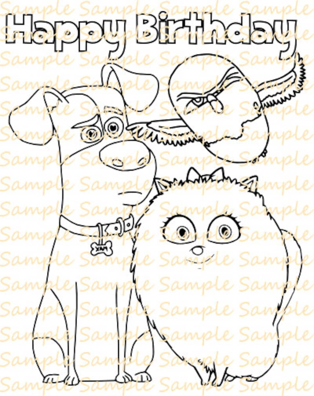 Secret life of pets coloring book digital coloring pages sheets birthday party printables supplies fun coloring dog cat party favor pdf