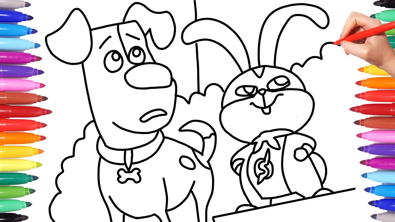 The secret life of pets max and snowball rabbit coloring pages how to draw max pets