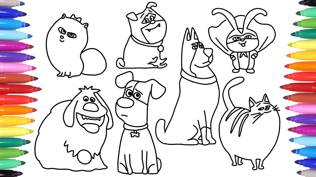 The secret life pets coloring all characters for kids