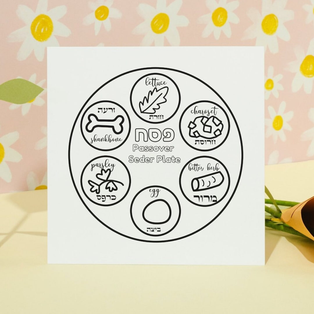 Seder plate coloring page seder kids activity passover coloring sheet passover kids activity passover educational activity seder plate