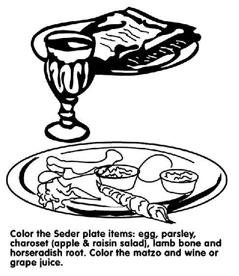 Seder plate coloring page