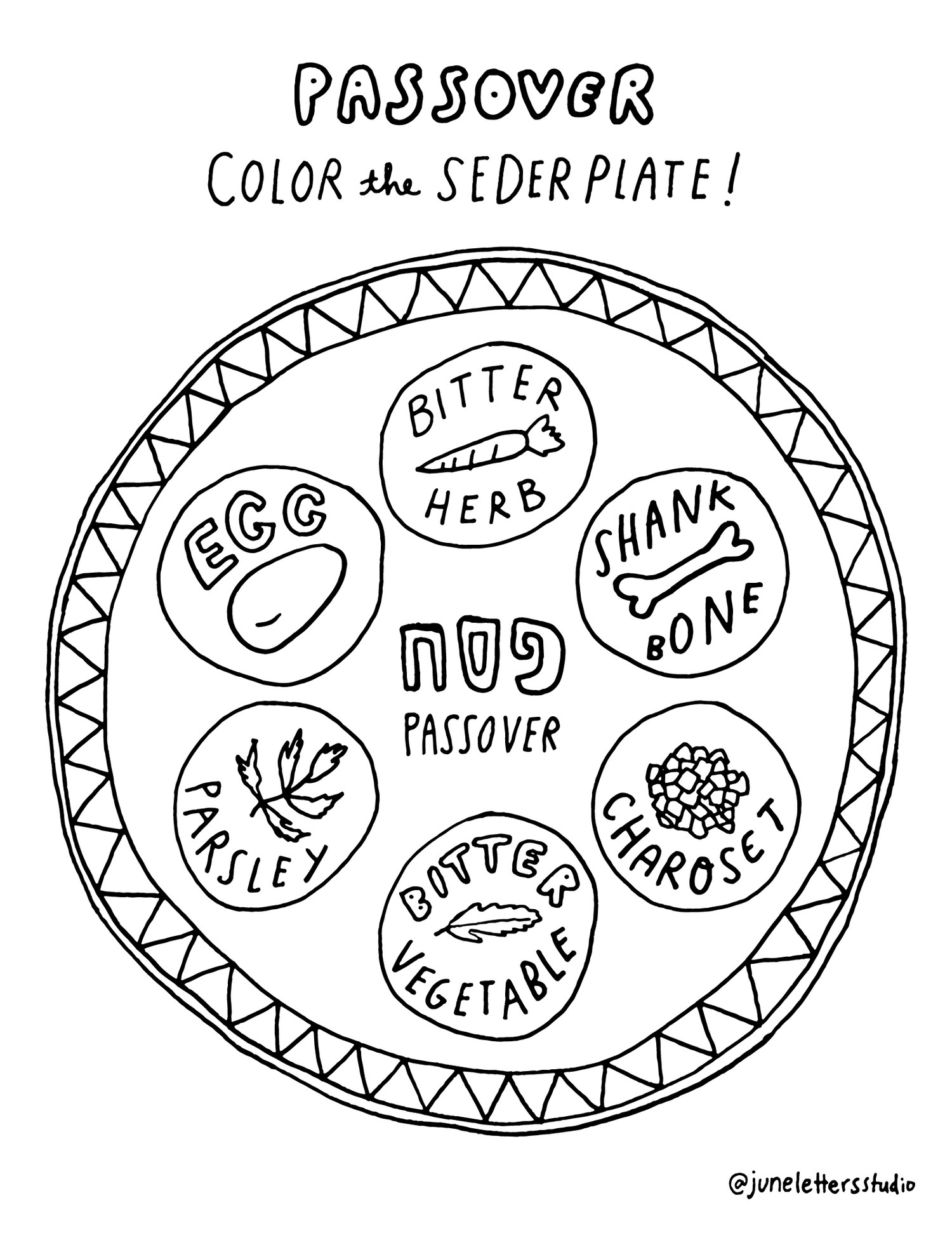 Color the seder plate free download â june letters studio