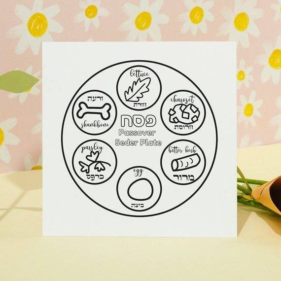 Seder plate coloring page seder kids activity passover coloring sheet passover kids activity passover educational activity seder plate