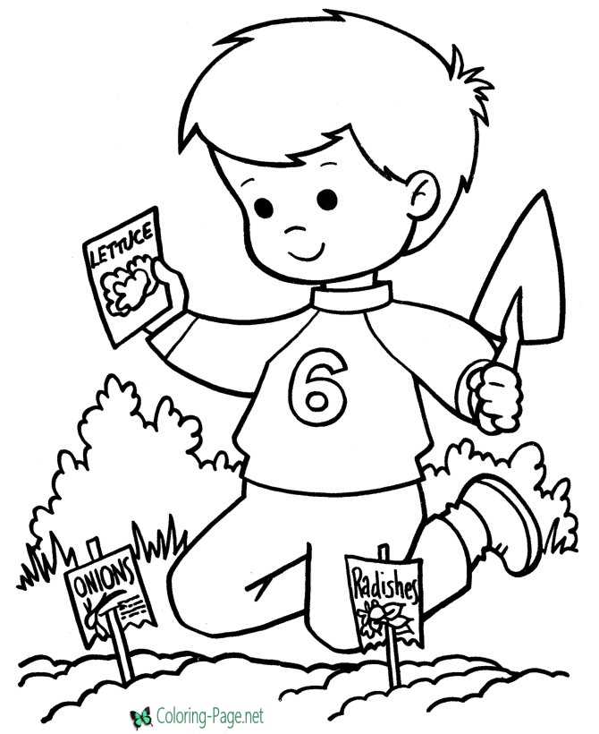 Printable spring coloring pages planting seeds