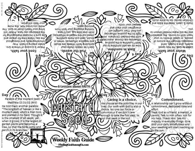 Mustard seed parable coloring printable pocket booklet digital product