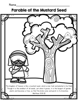 Parable of the mustard seed craft and coloring page by kinderbeez