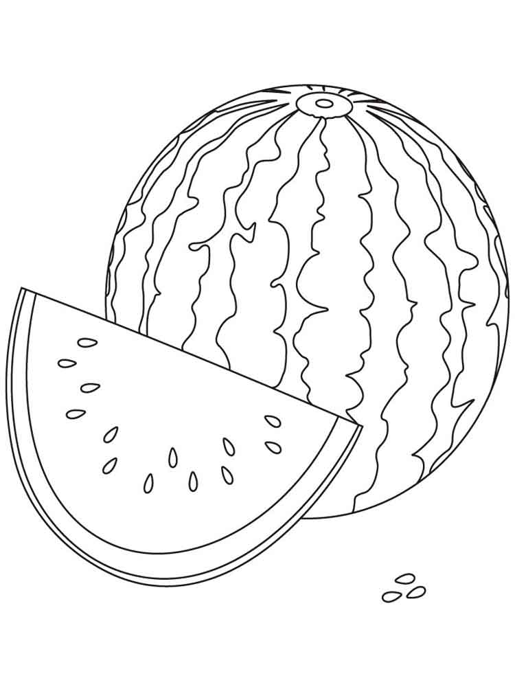 Watermelon with seeds coloring page