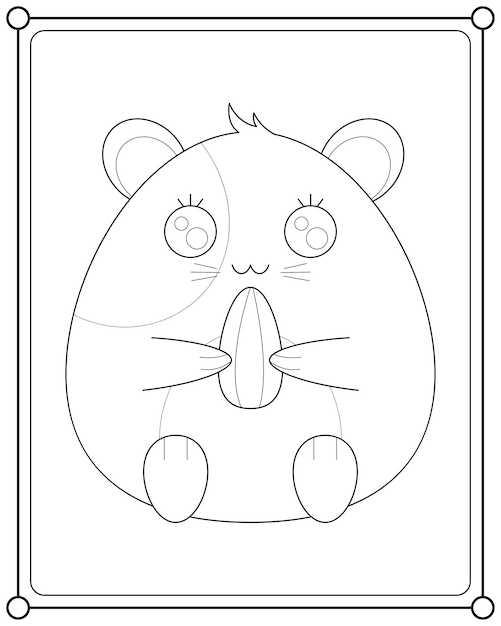 Premium vector cute hamster eat seeds suitable for childrens coloring page vector illustration