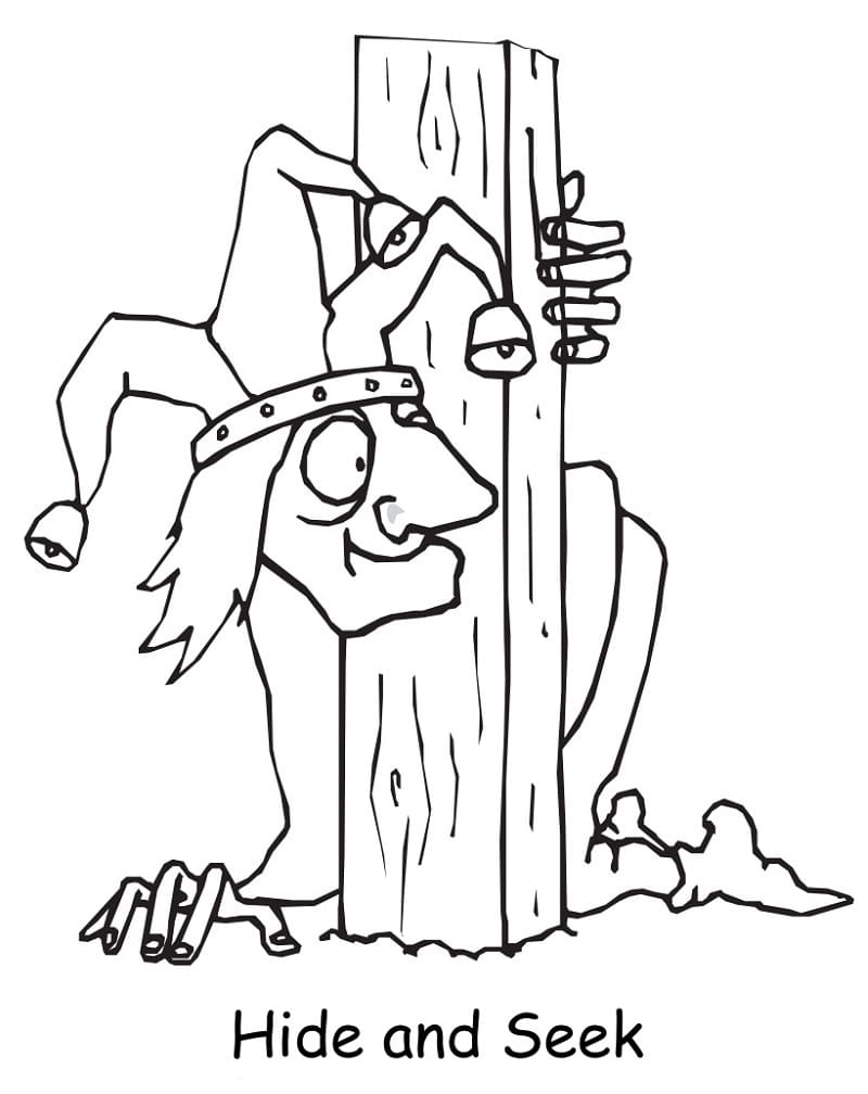 Hide and seek april fools day coloring page