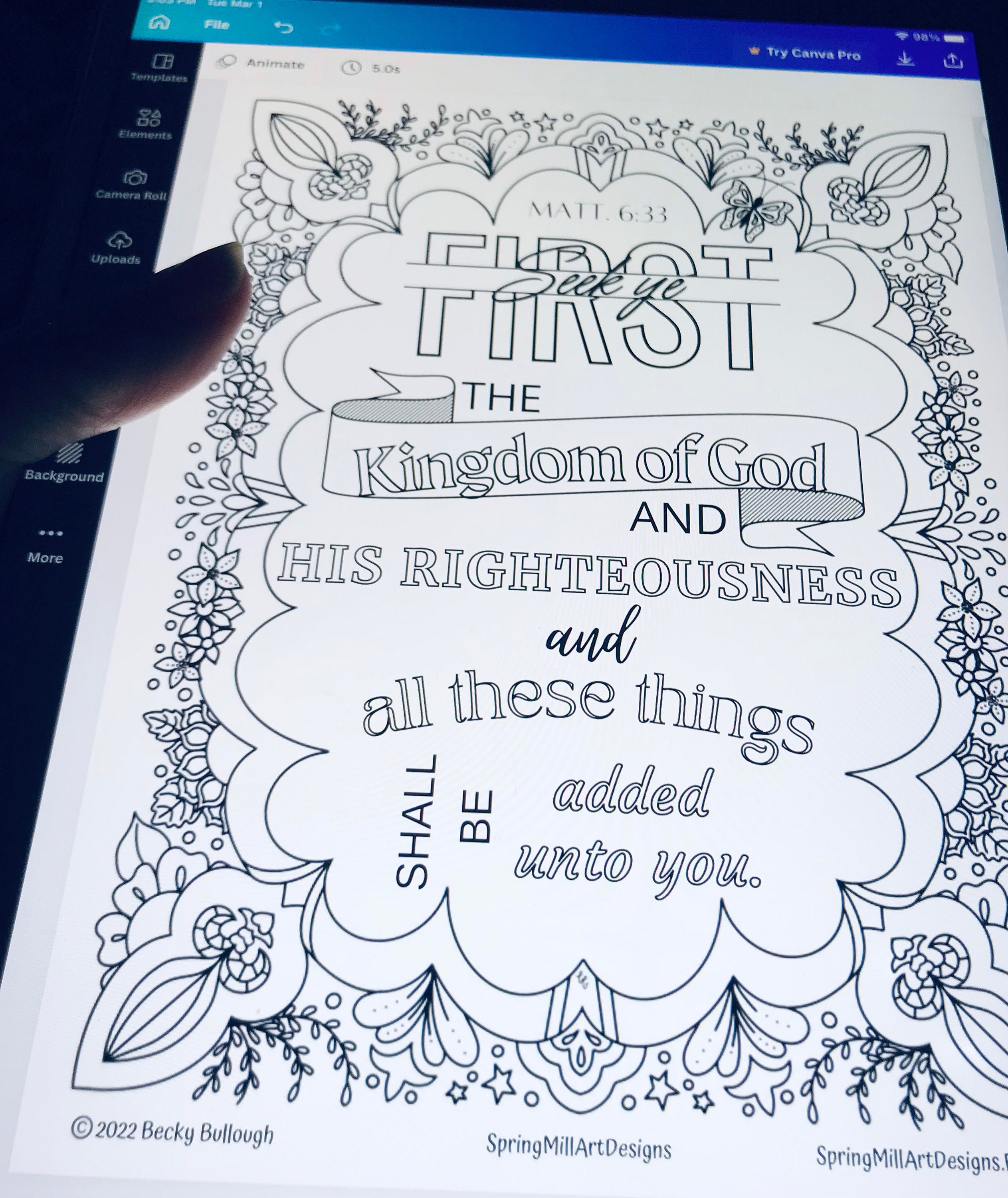 Seek ye first scripture coloring page instant download matthew printable bible verse to color