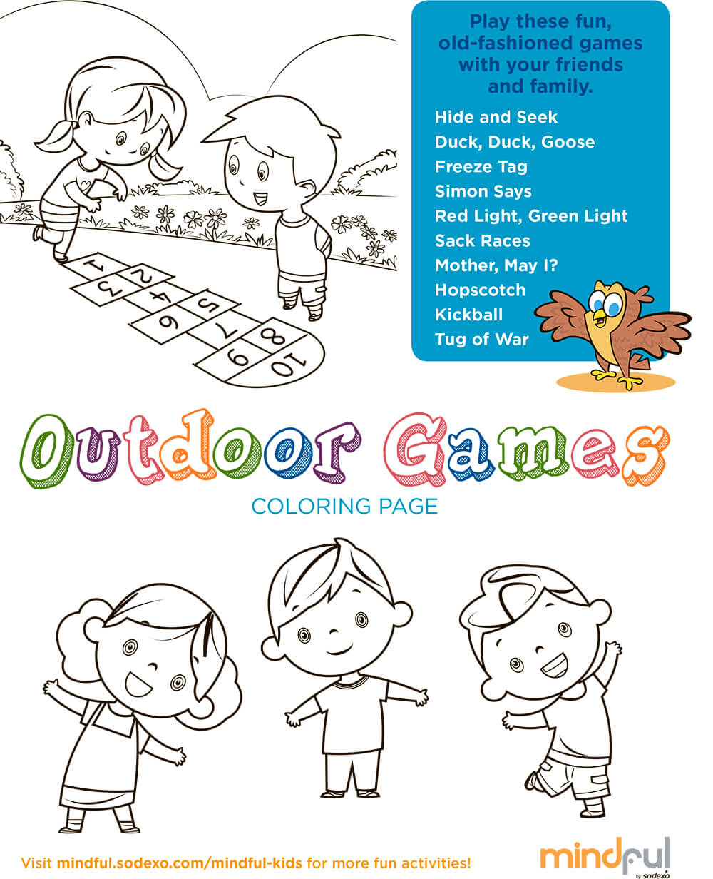 Outdoor games coloring page