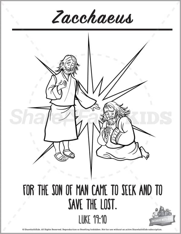 Luke the story of zacchaeus preschool coloring pages â