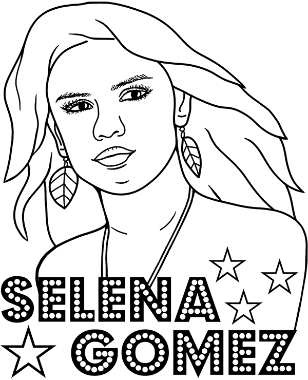 Selena gomez free printable coloring page
