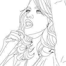 Beautiful selena gomez singing close up coloring pages