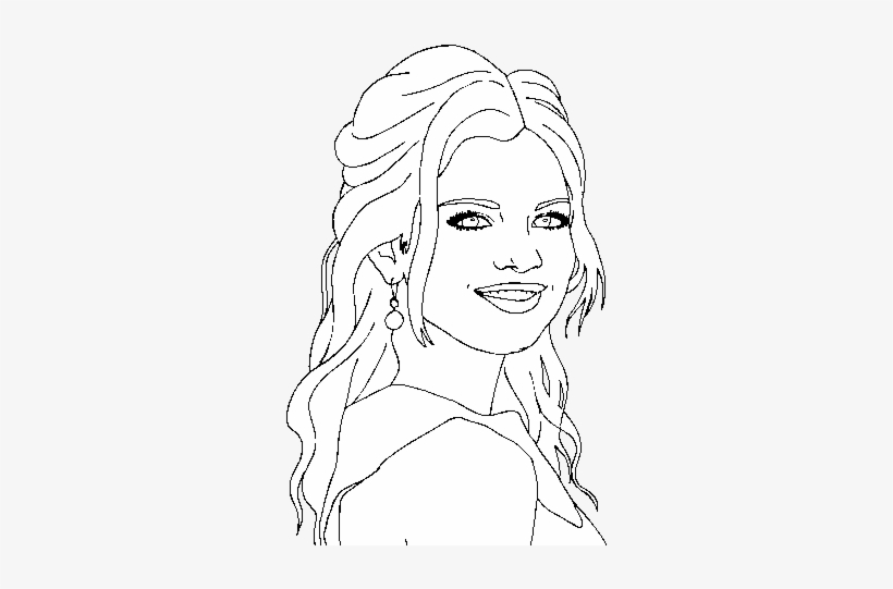Selena gomez with curly hair coloring page