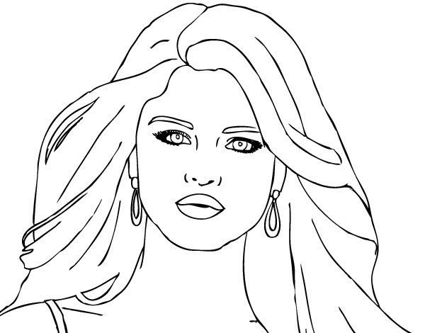 Selena gomez foreground coloring page