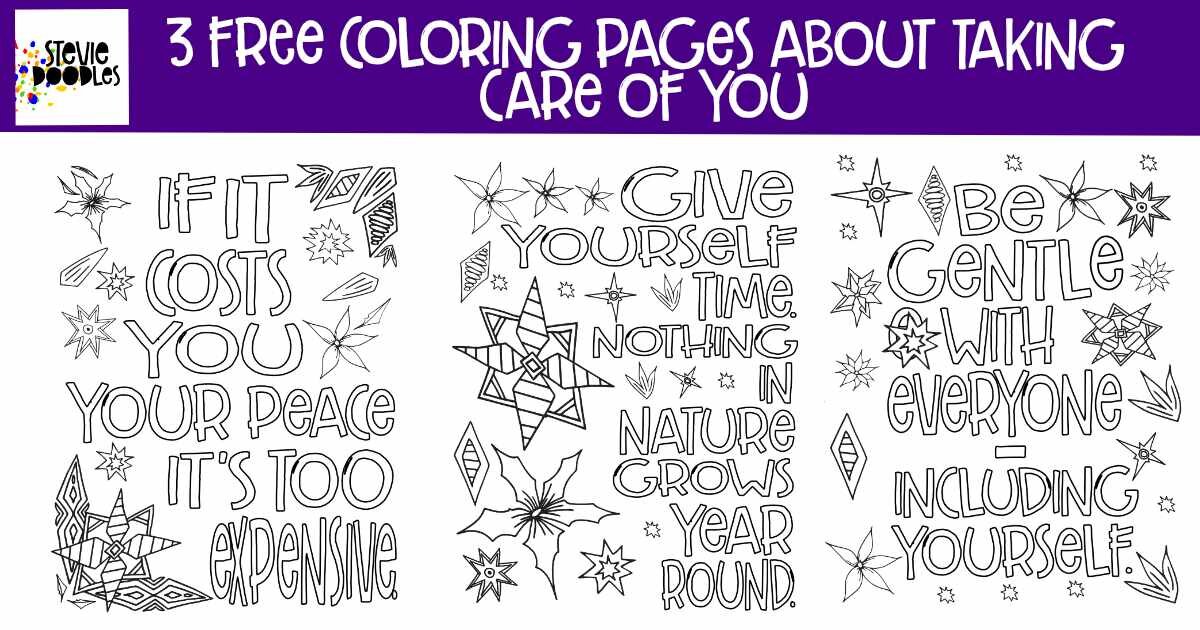 Free self care coloring pages â stevie doodles