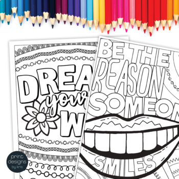 Motivational wellness quotes adult coloring pages for self care book