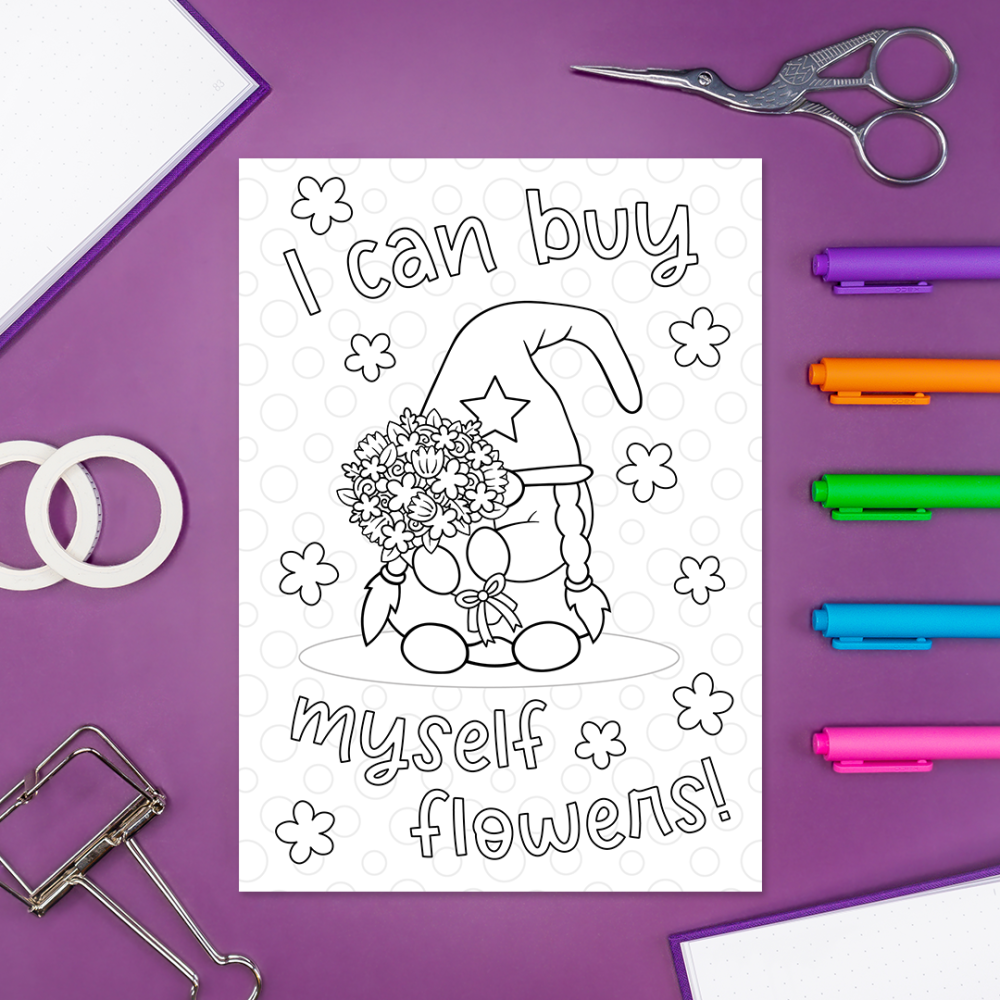 Gonk self care â printable colouring page â digital download