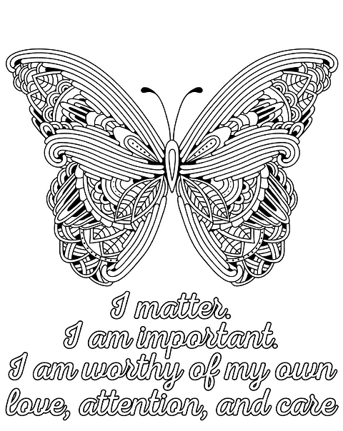 Butterflies affirmations coloring pages totallifecare