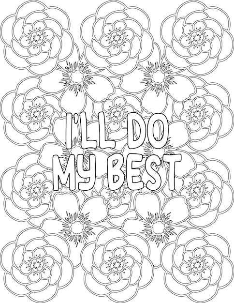 Premium vector appreciation coloring pages floral coloring sheet for selfcare for kids and adults