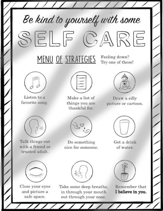 End of school year coloring page self care for kids guidance coloring printable counselor pdf instant download summer worksheet