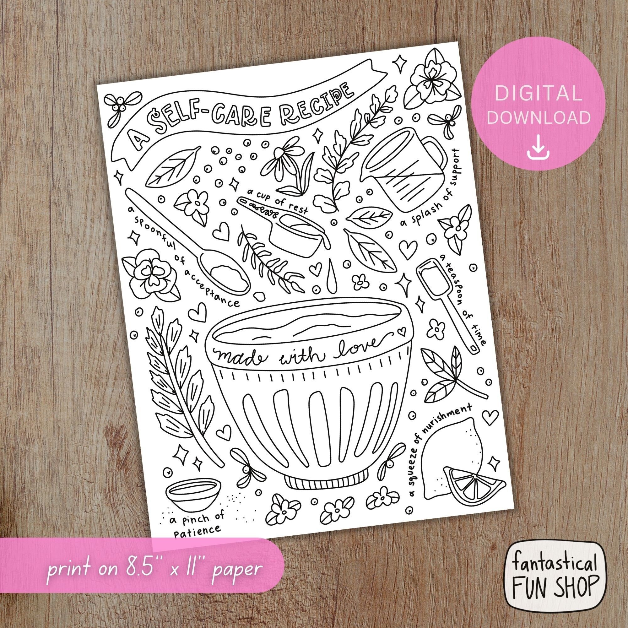 Self care coloring page printable self help activity mindfulness coloring adult coloring teen coloring instant download x