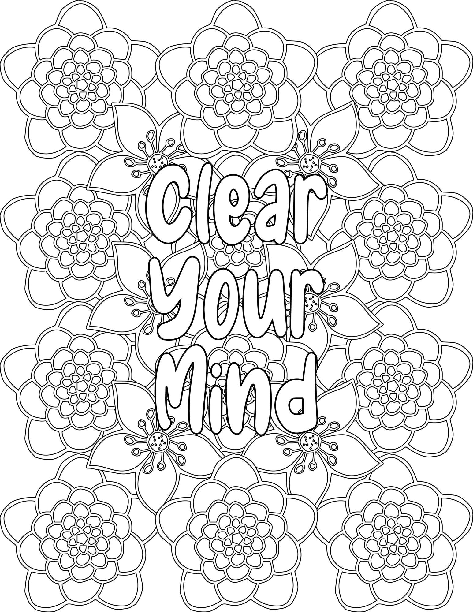 Premium vector affirmation coloring pages floral coloring sheet for selfcare for kids and adults