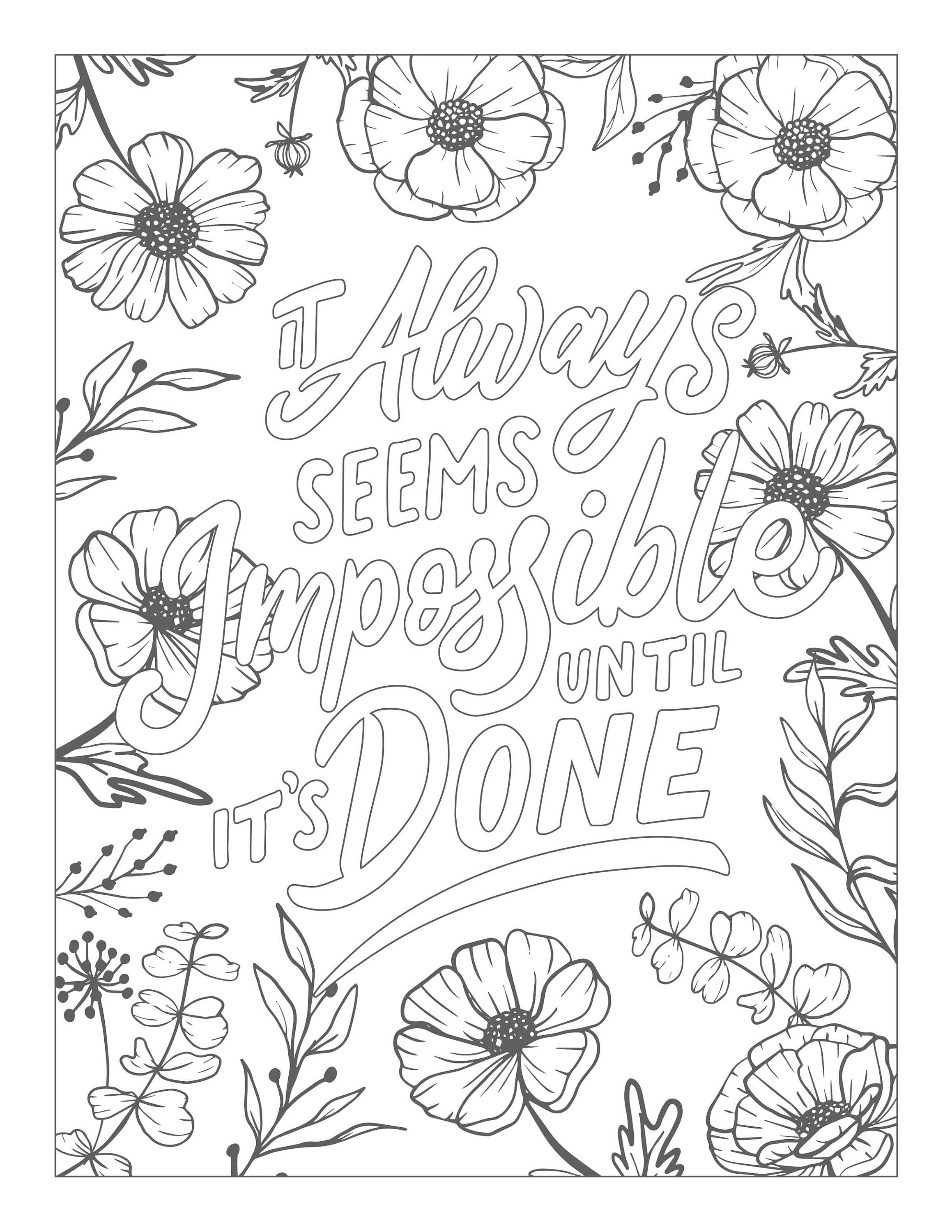 Motivational coloring book printable coloring pages black and white pages affirmations pages self care pages