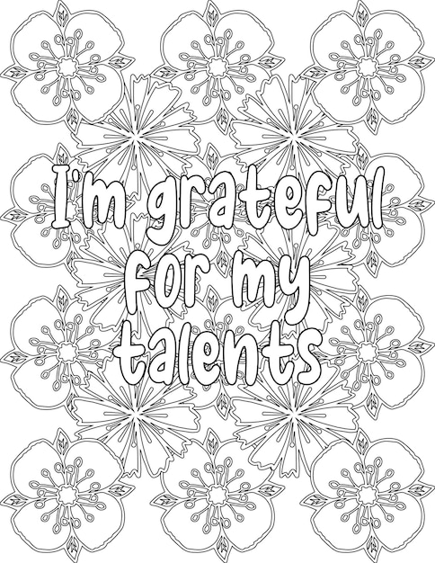 Premium vector affirmation coloring pages floral coloring sheet for selfcare for kids and adults