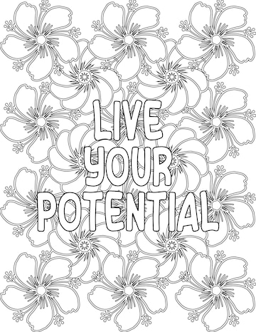 Premium vector positive affirmation coloring pages floral coloring pages for selflove for kids and adults