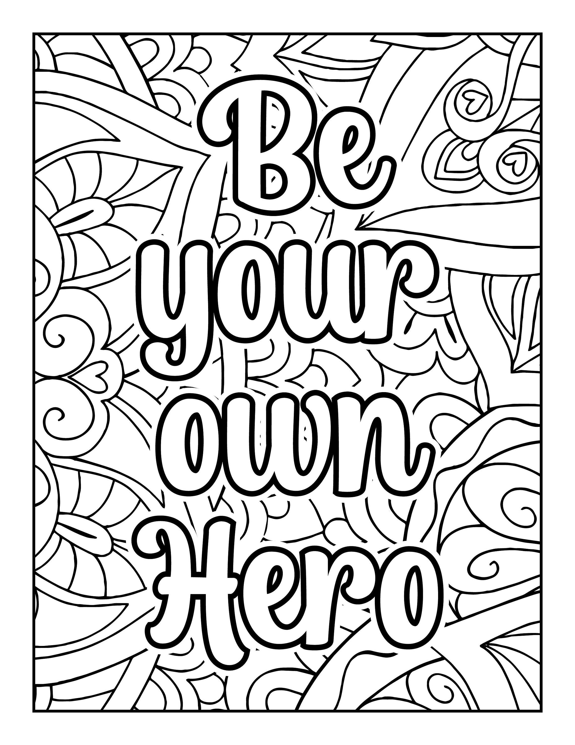 Coloring pages for self love and motivation printable inspirational coloring sheets instant digital download