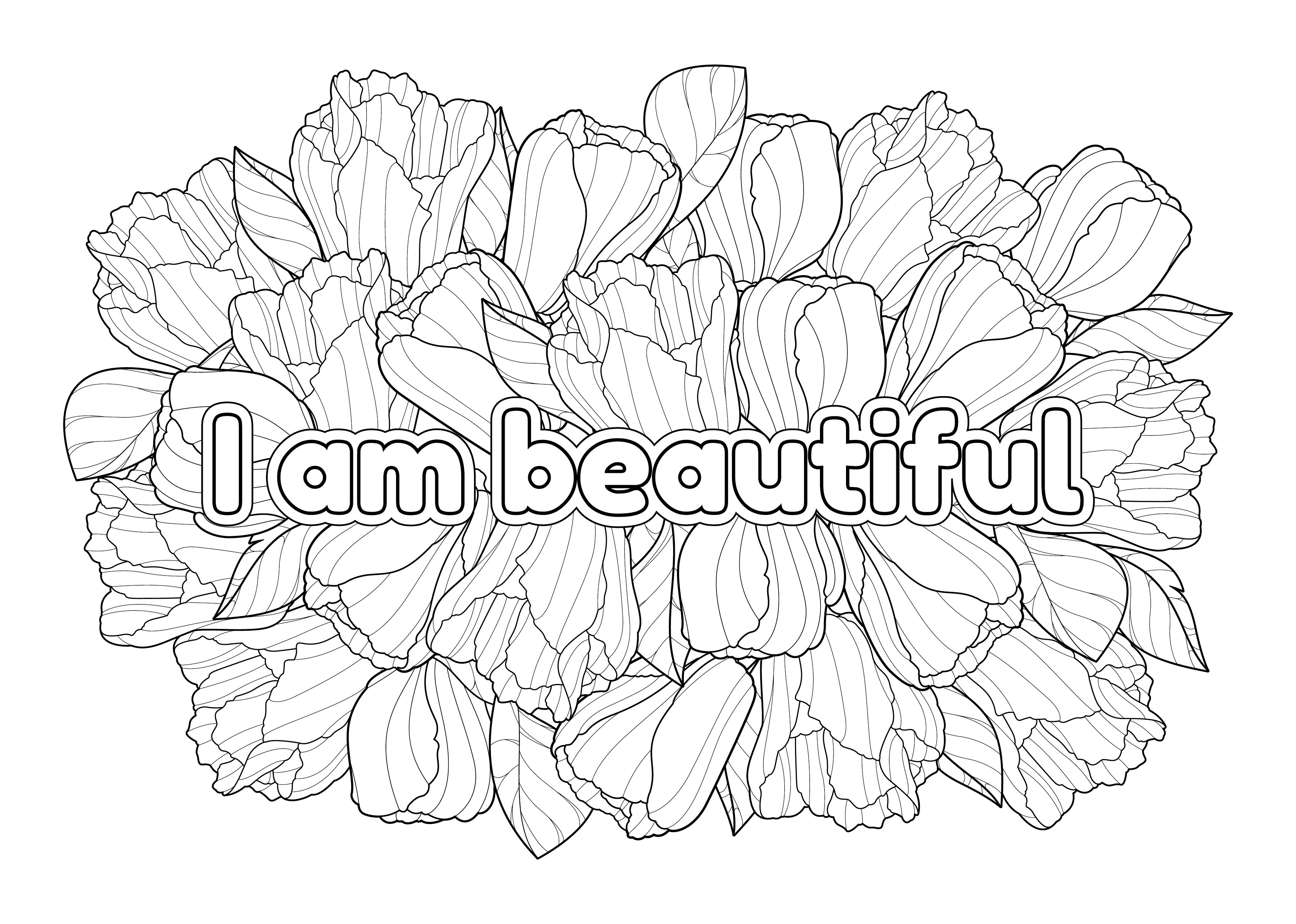 Design self love affirmation quotes coloring book pages by merlynangelia