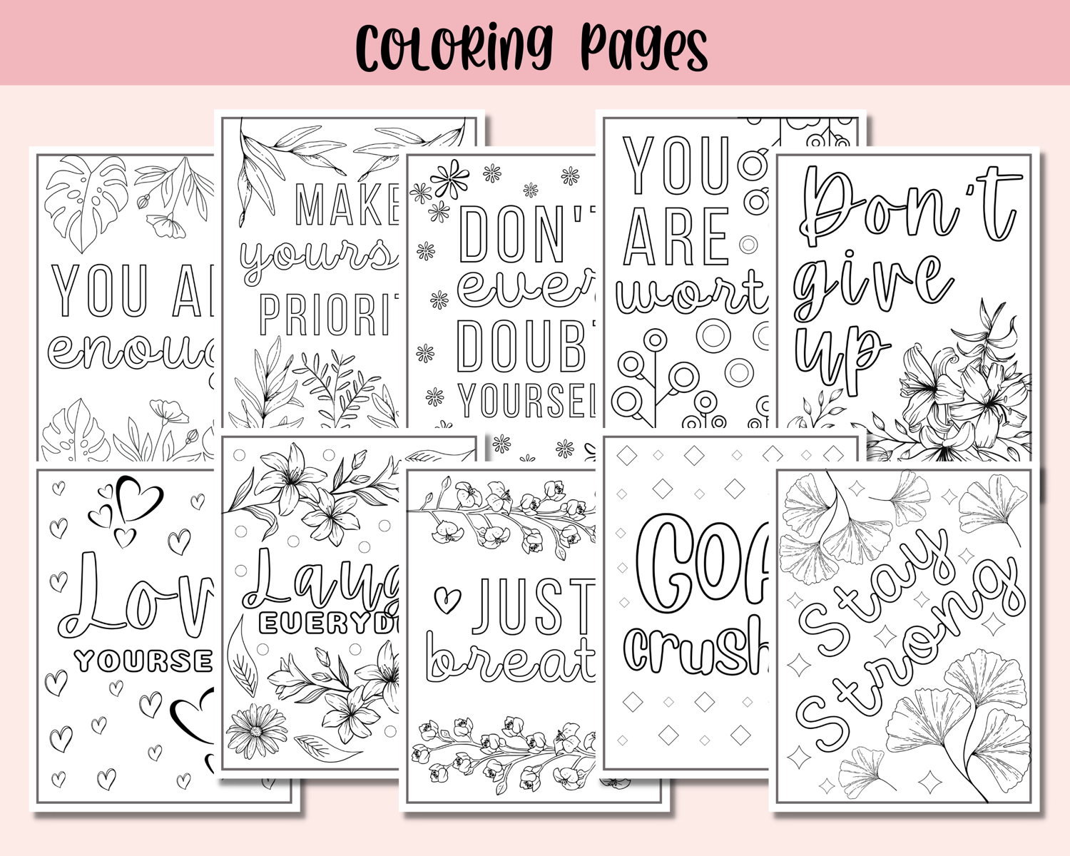 Self love coloring pages