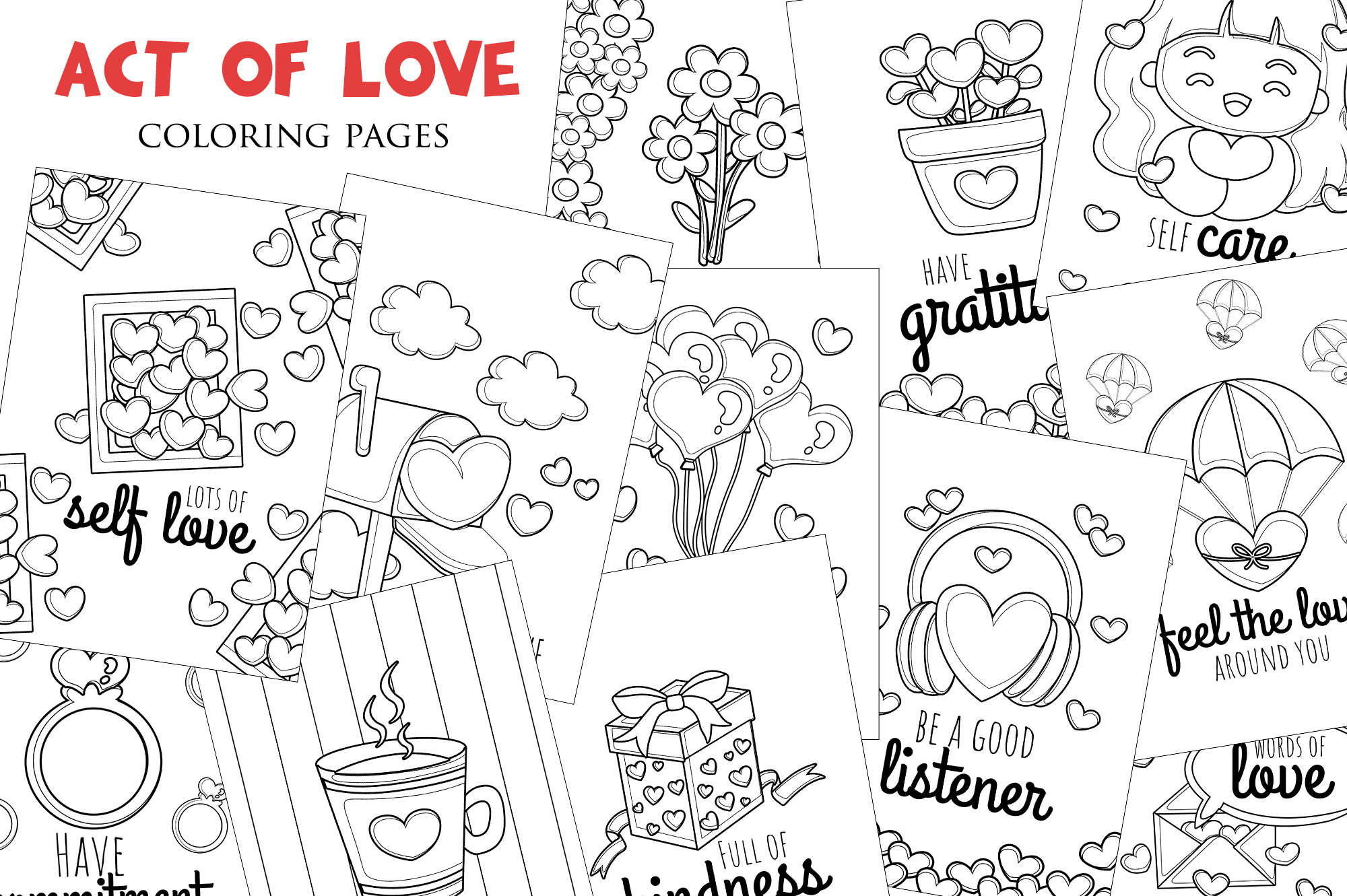 Act of love valentine coloring pages activity for kids and adult